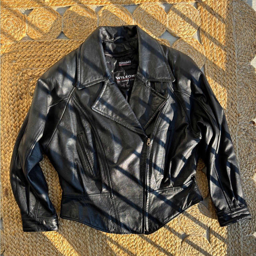 Vintage Wilson Black Leather Bomber Jacket